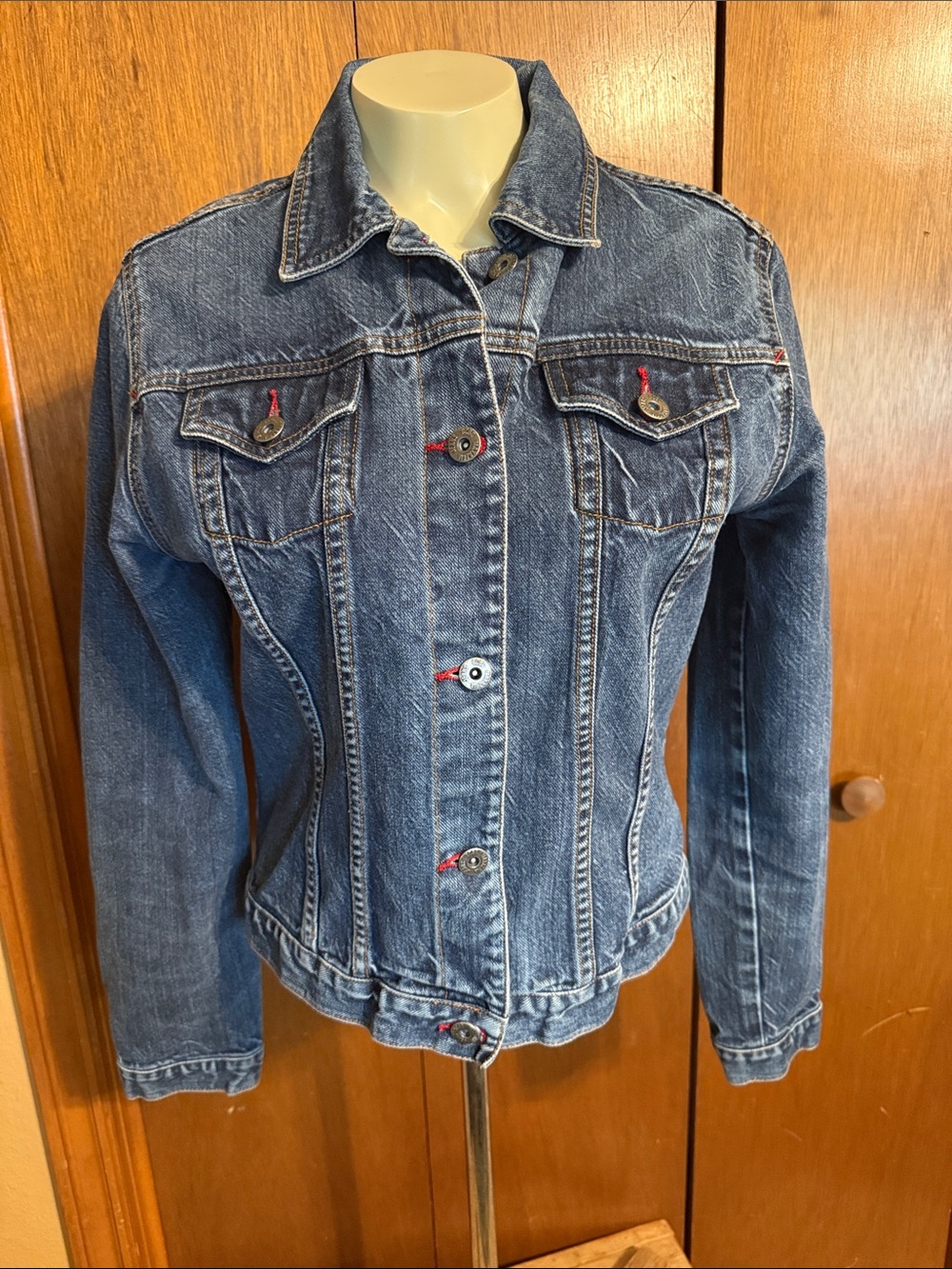 BCBG Women's Distressed Blue Denim Jean Jacket